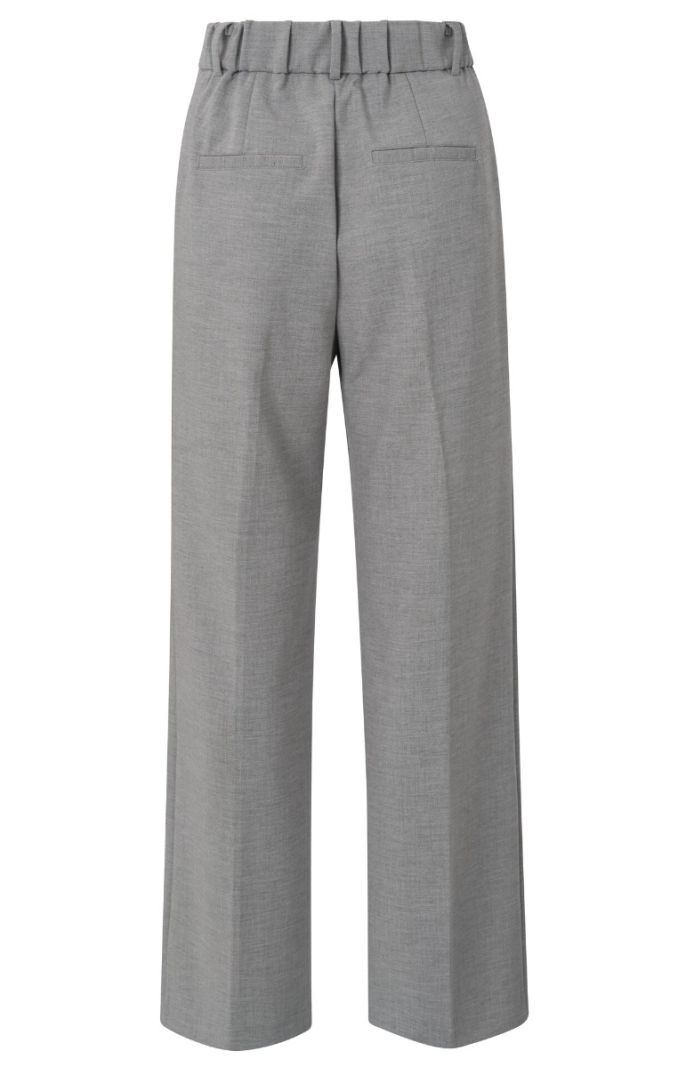 01-301156-410 Broek met Wijde Pijpen - Light Grey Melange