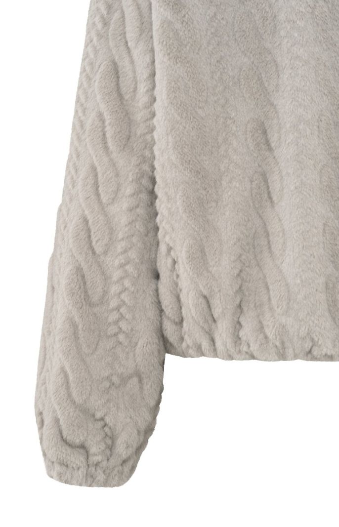 01-511032-410 Kort Faux Fur Jasje - Medium Grey