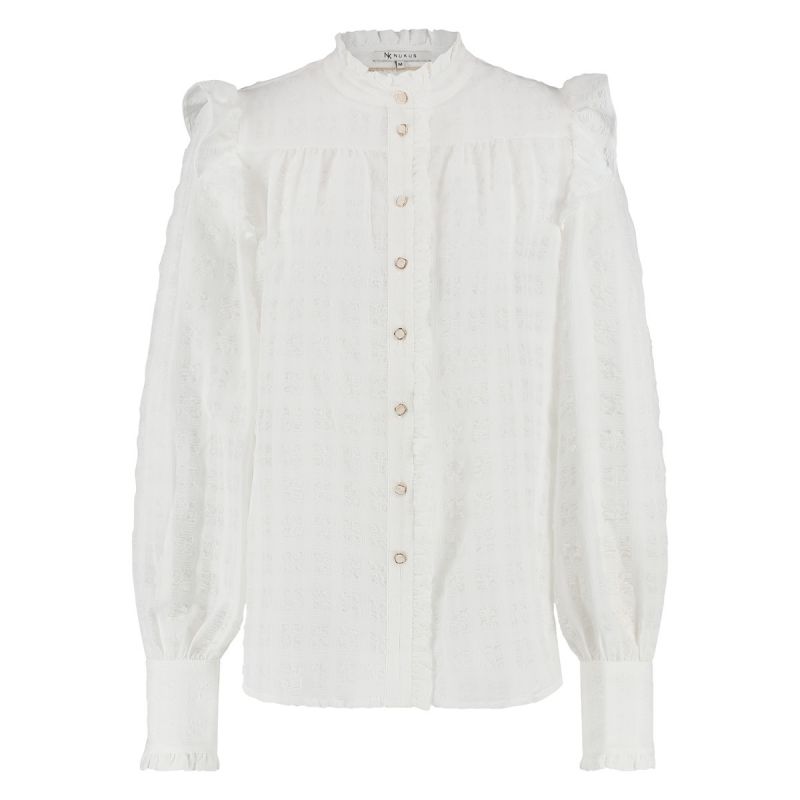 SS23443 Flo Blouse Checked - Wit