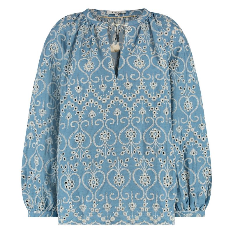 SS2344 Josephine Blouse Embroidery - Blauw
