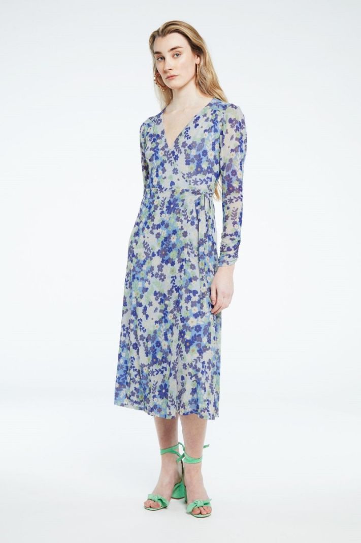 CLT-123-DRS-SS23 Natalie Dress - Riad Blue/Holy Guaca Popping Flowers