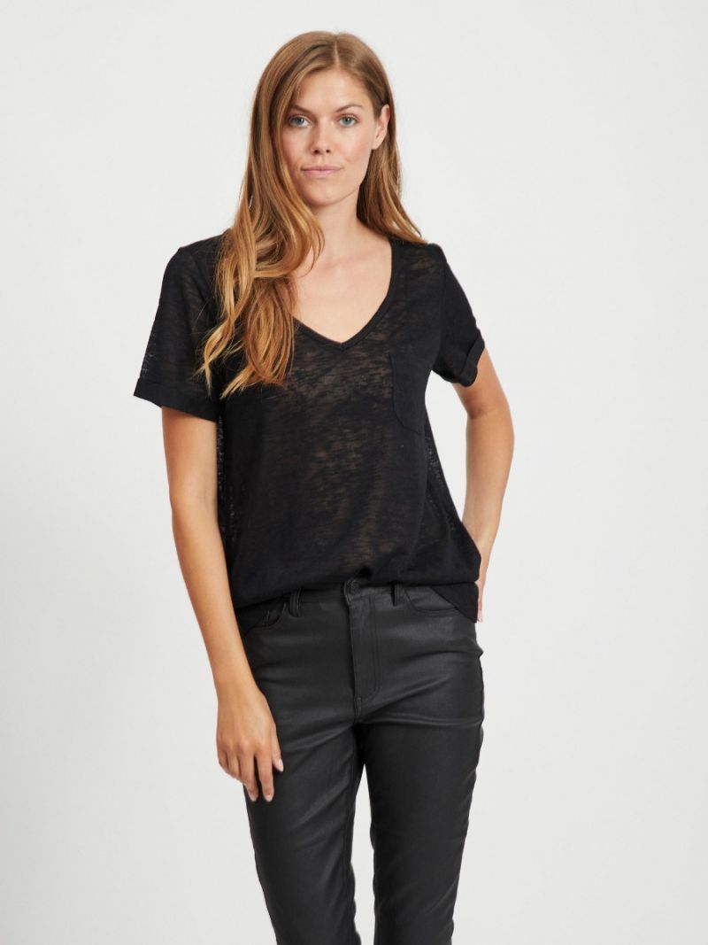 Tessi T-Shirt met V-Hals - Zwart