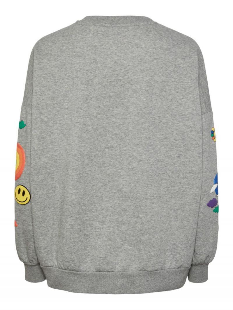 17138928 Pcdinna Sweater met Print - Light Grey Melange
