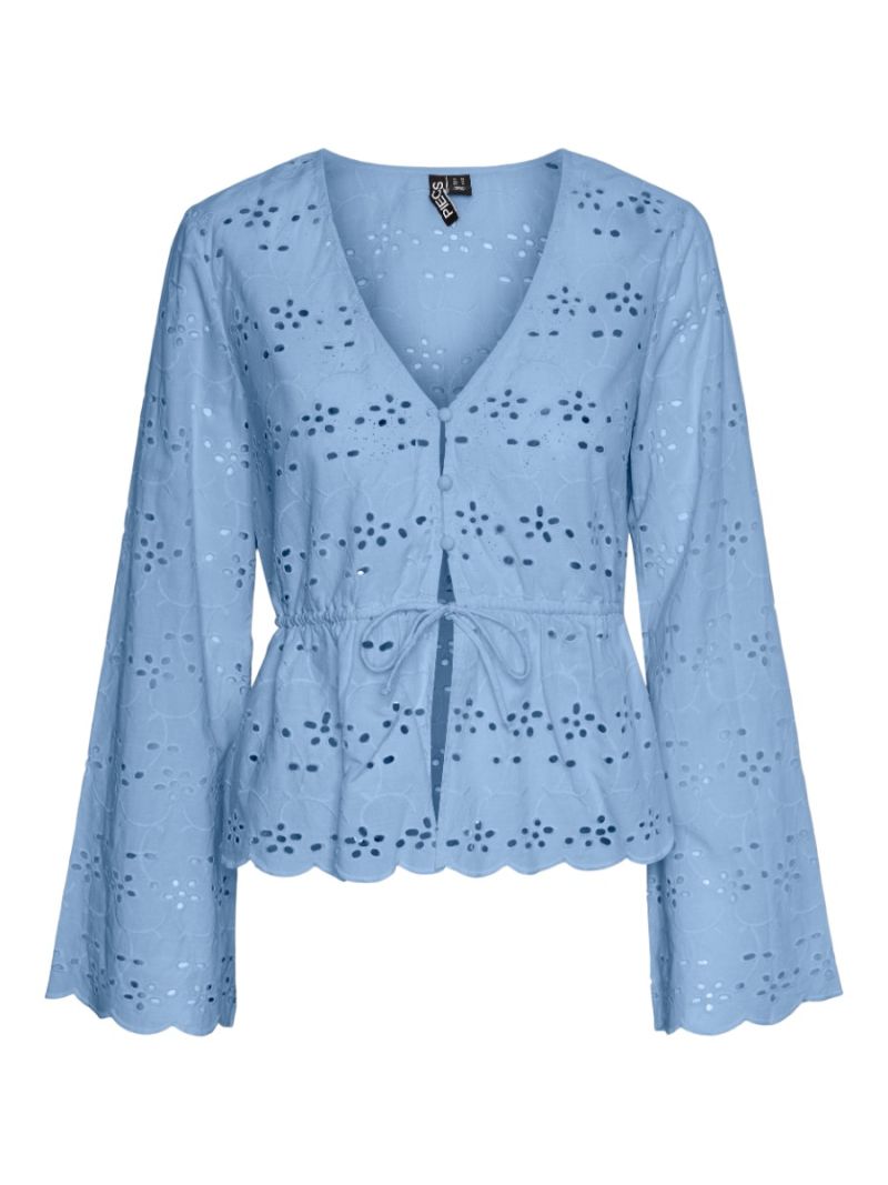 17149473 Pcarmorine Broderie Top - Blue Bell