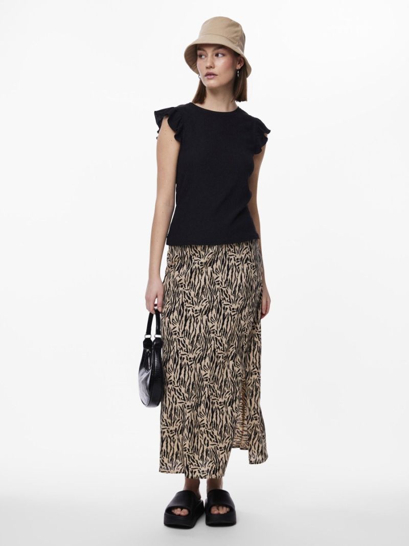 17147811 Pcnya Lange Rok met Print - White Pepper/Animal