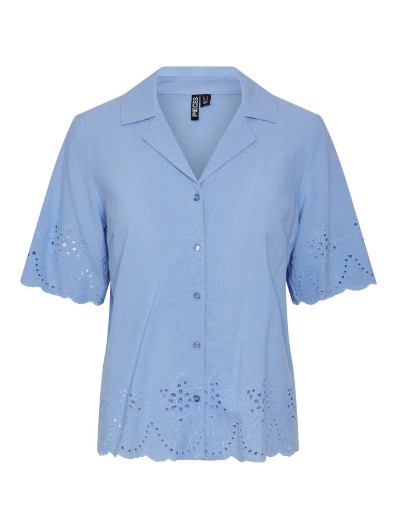 17149521 Pcalmina Broderie Blouse - Hydrangea