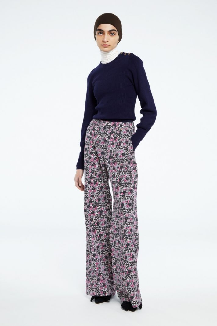 CLT-298-TRS-SS23 Puck Trousers - Warm White/Antra Itsy Ditsy Pink