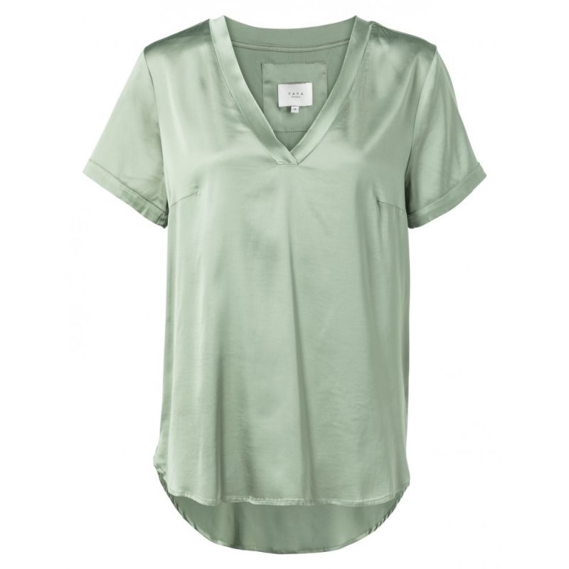 Glossy Shirt met V-Hals - Groen