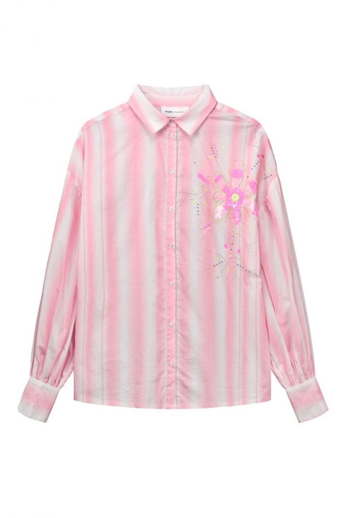 SP7733 Blouse Embroidery Striped - Pink