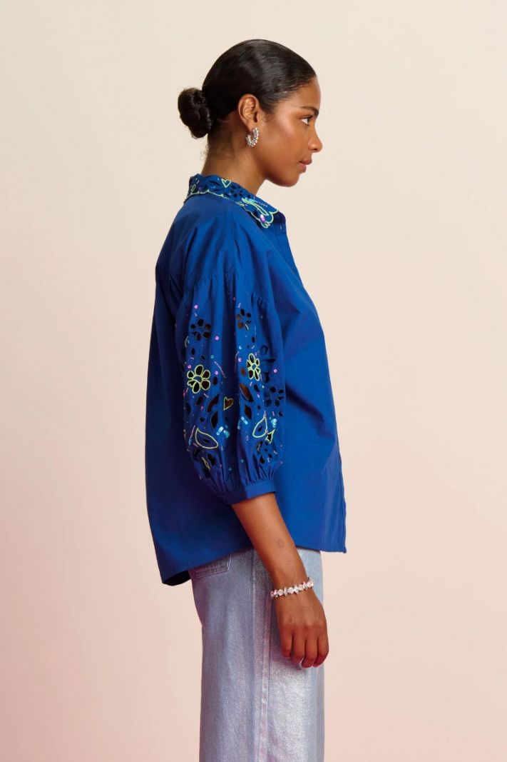 SP7745 Blouse Embroidery - Ink Blue