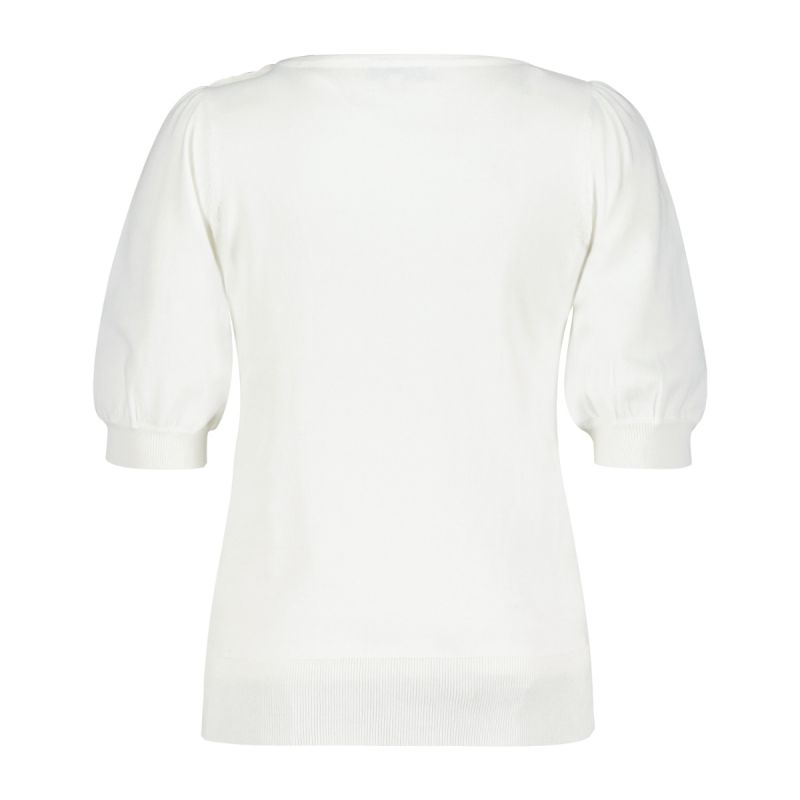 SRB4231 Sweet Fine Knit & Buttons Top - Off White