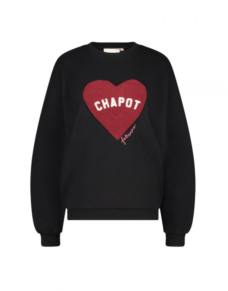 CLT-SWE-10-AW24 Terry Sport Heart Sweater- Zwart