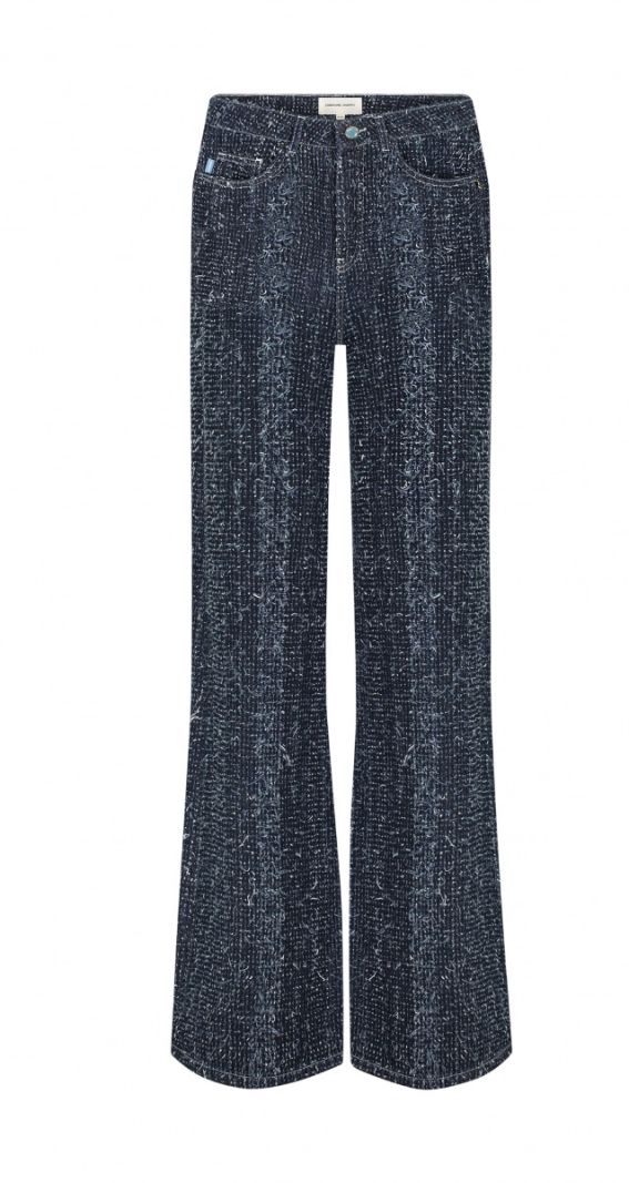 CLT-JNS-19-AW24 Thea Wide Leg Tweed Jeans - Dark Indigo