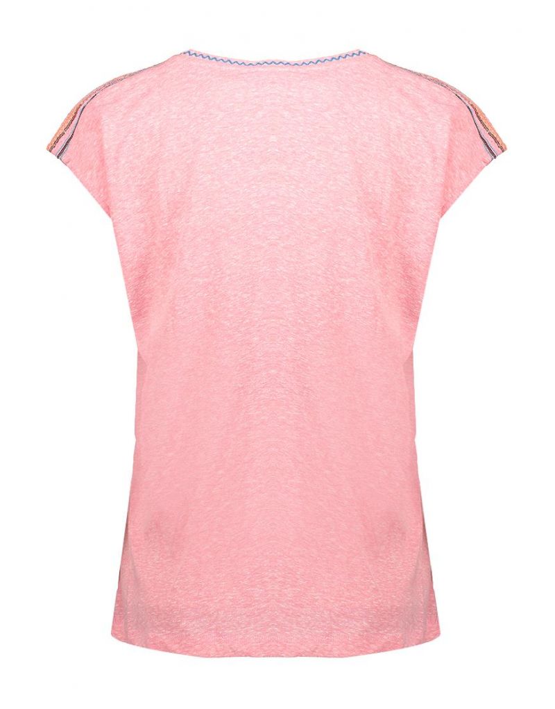 03163 T-Shirt met Schouderdetail - Roze