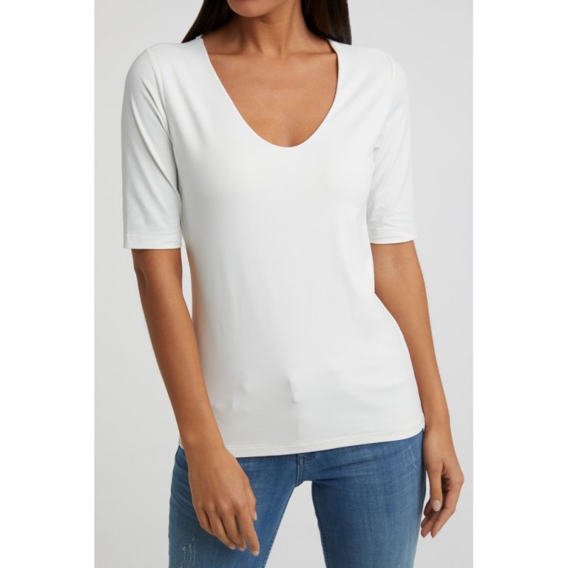 T-Shirt met Halve Mouw - Off White