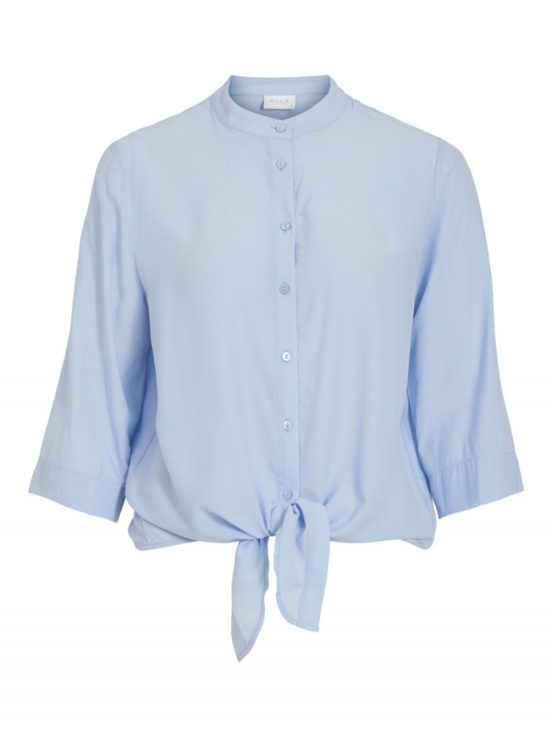 Vithoma Shirt met Knoop Detail - Licht Blauw