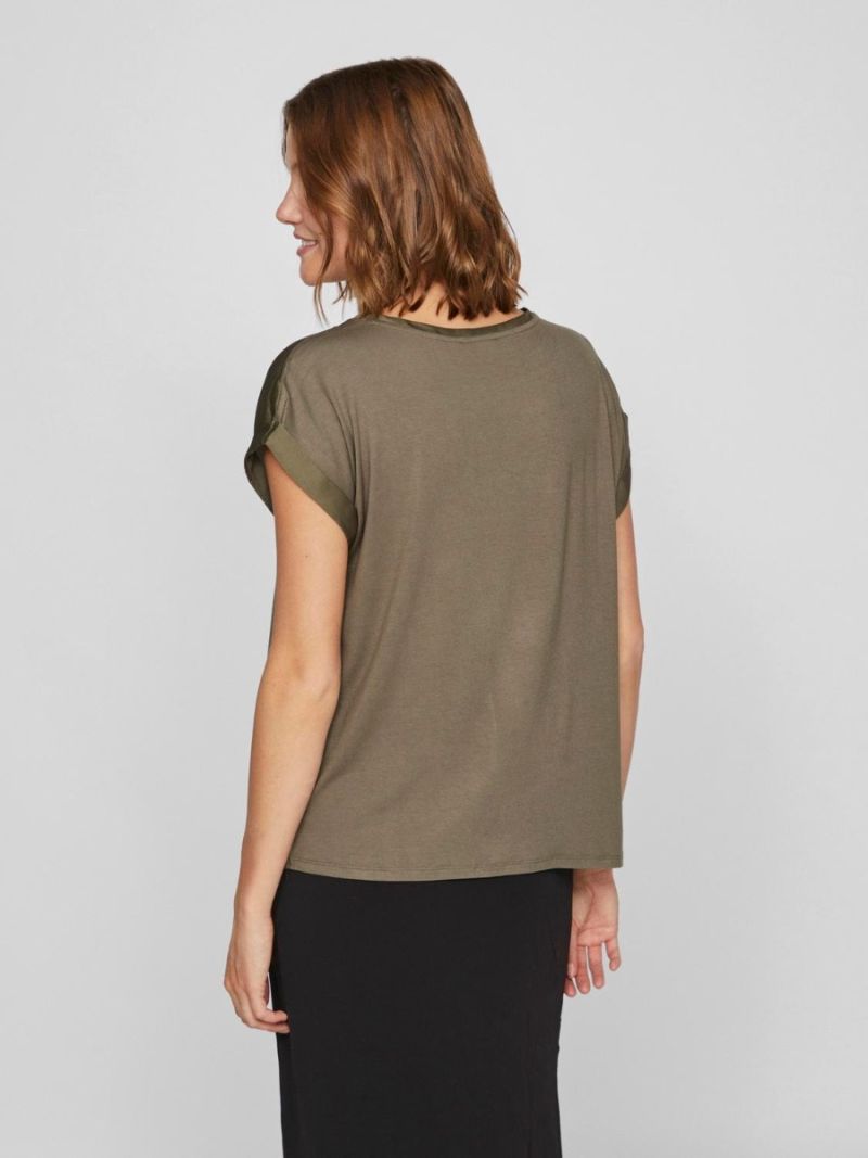 14059563 Viellette Satinlook Top - Dusty Olive