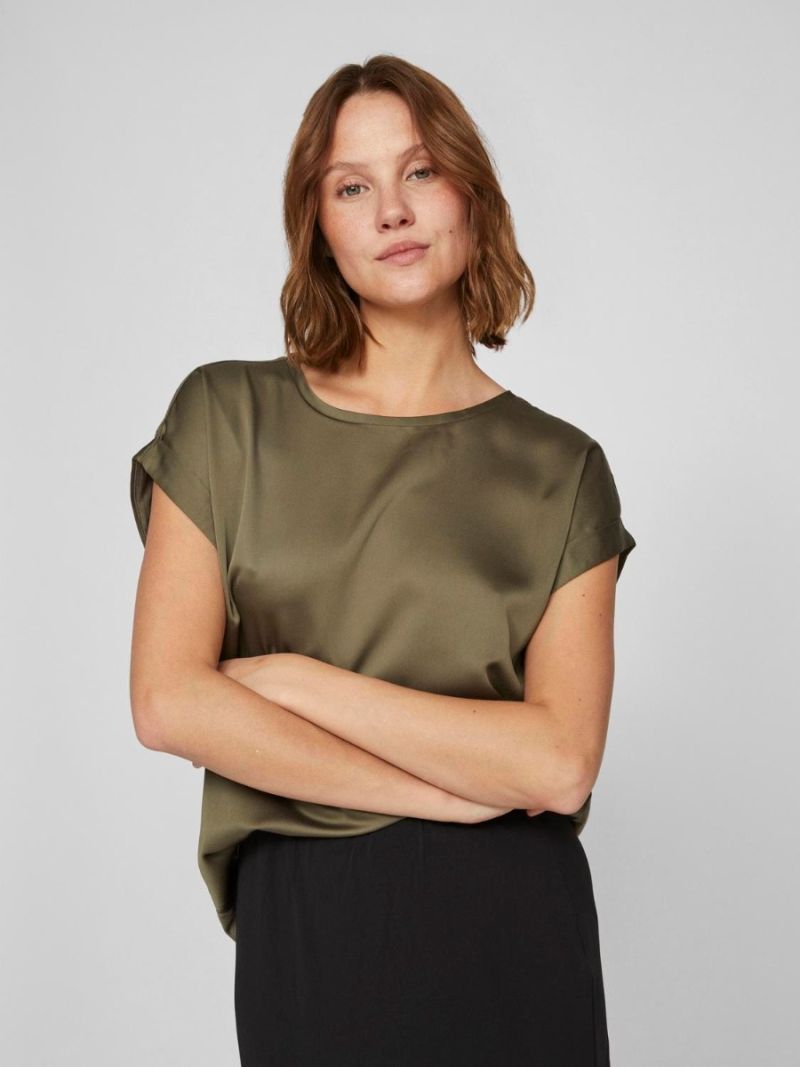 14059563 Viellette Satinlook Top - Dusty Olive