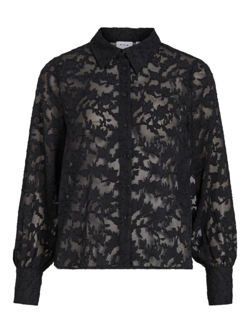 14095900 Viflema Kanten Blouse - Black Beauty