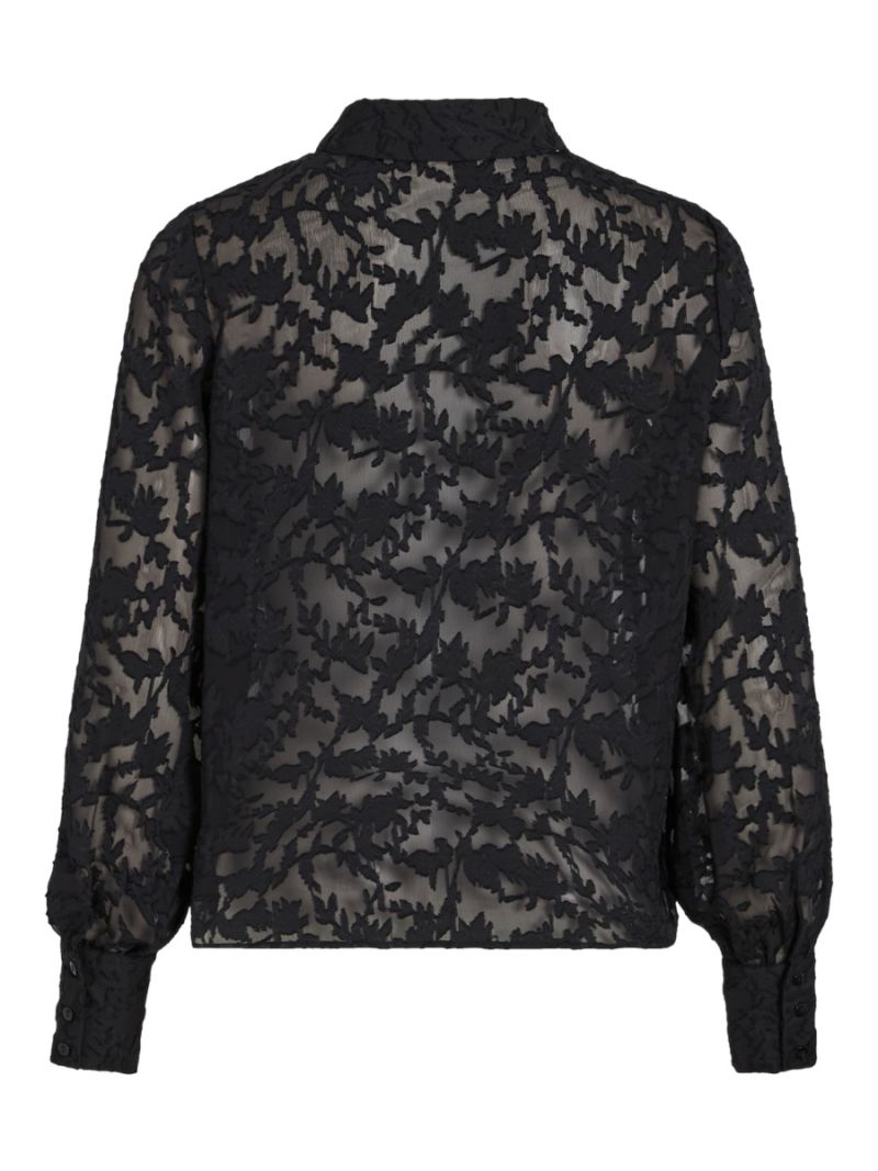 14095900 Viflema Kanten Blouse - Black Beauty