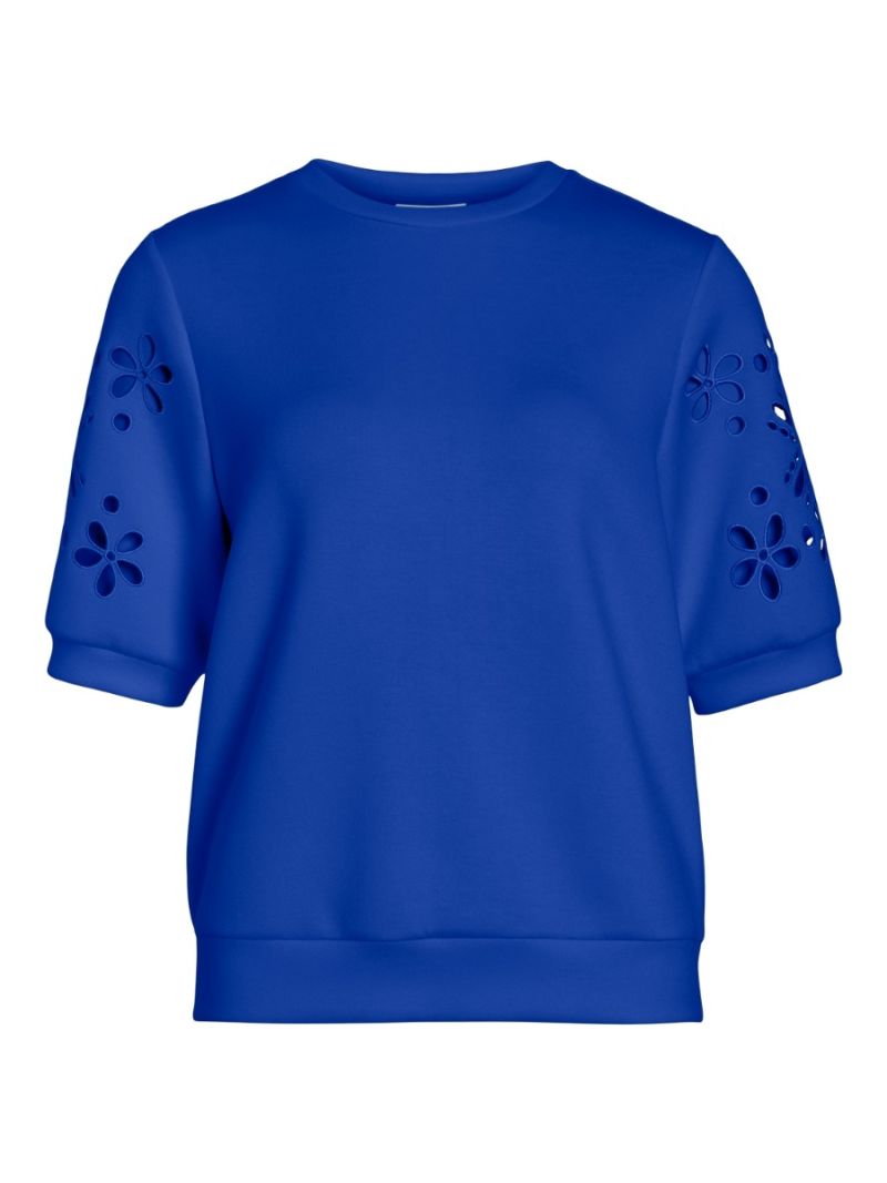 14102923 Visif Sweater met Opengewerkte Mouwen - Mazarine Blue