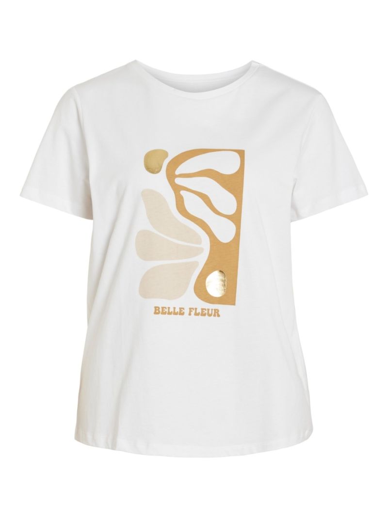 14101896 Viamur T-Shirt met Print - Cloud Dancer/Birch/Brown