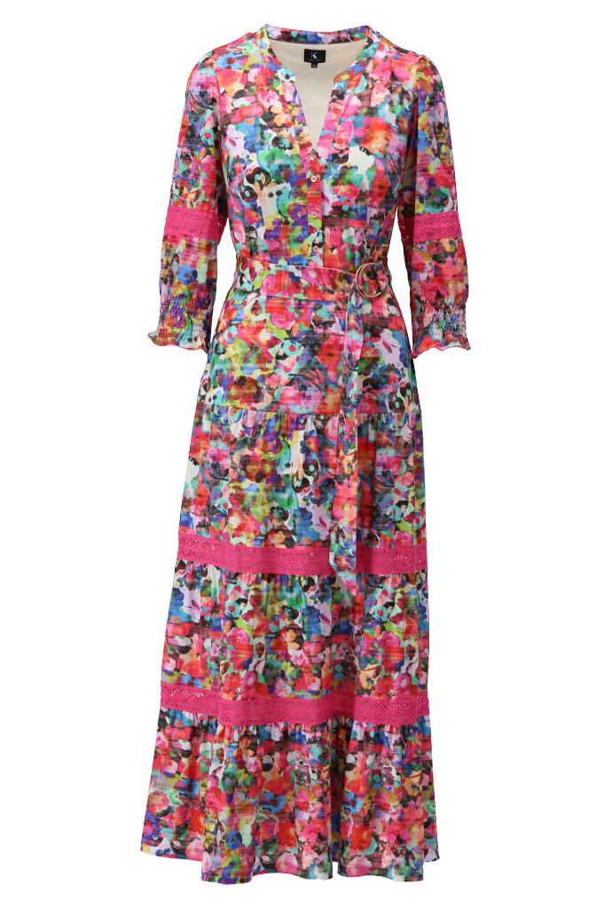 Y232 Maxi jurk met Kant - Multi Color