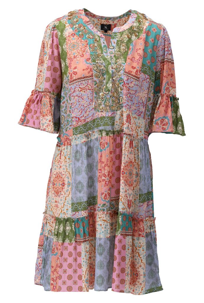Y701 Boho jurk met Volant - Multi Color